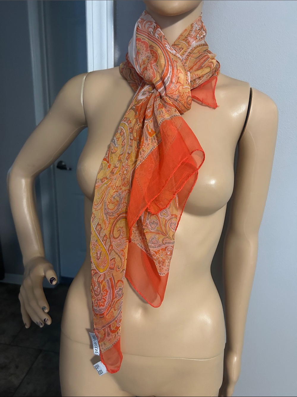 Worth Orange Silk Scarf